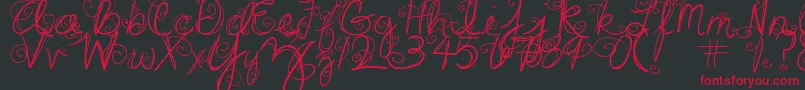 DjbSwirlMeAround-Schriftart – Rote Schriften auf schwarzem Hintergrund