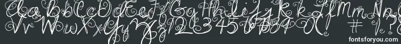 DjbSwirlMeAround-fontti – valkoiset fontit mustalla taustalla