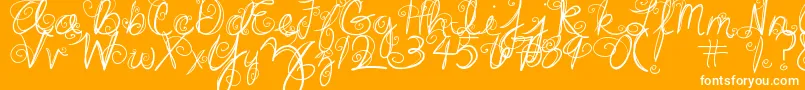 DjbSwirlMeAround-fontti – valkoiset fontit oranssilla taustalla
