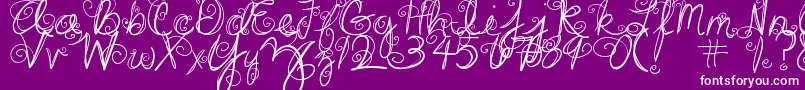 DjbSwirlMeAround-fontti – valkoiset fontit violetilla taustalla