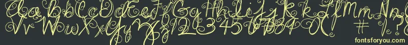 DjbSwirlMeAround Font – Yellow Fonts on Black Background