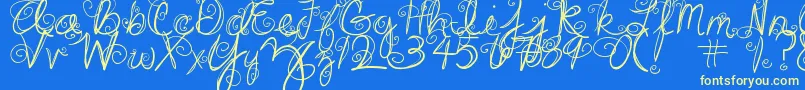 DjbSwirlMeAround-fontti – keltaiset fontit sinisellä taustalla