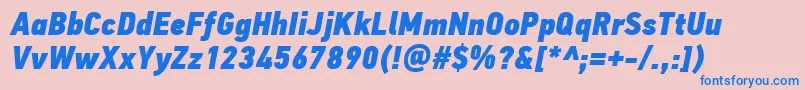 Подробнее о шрифте PfdintextcondproXblackitalic Шрифт PfdintextcondproXblackitalic – синие шрифты на розовом фоне