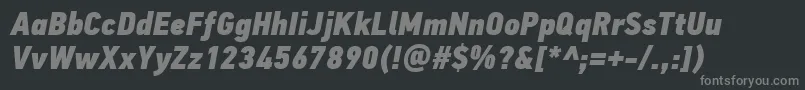 PfdintextcondproXblackitalic-fontti – harmaat kirjasimet mustalla taustalla