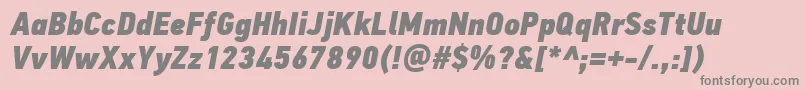 フォントPfdintextcondproXblackitalic – ピンクの背景に灰色の文字