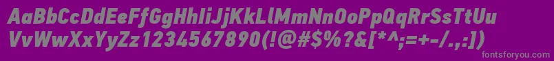 Lisätietoja PfdintextcondproXblackitalic-fontista PfdintextcondproXblackitalic-fontti – harmaat kirjasimet violetilla taustalla