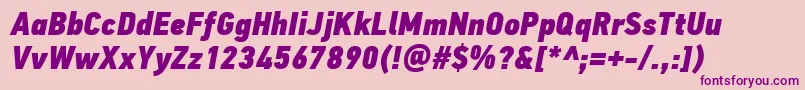Weitere Informationen zur PfdintextcondproXblackitalic-Schriftart PfdintextcondproXblackitalic-Schriftart – Violette Schriften auf rosa Hintergrund
