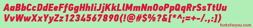 PfdintextcondproXblackitalic Font – Red Fonts on Green Background