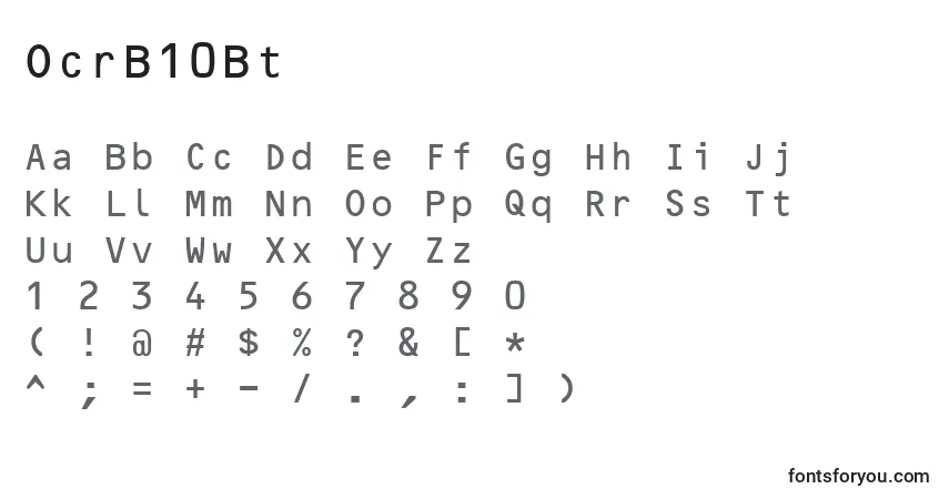 A fonte OcrB10Bt – alfabeto, números, caracteres especiais