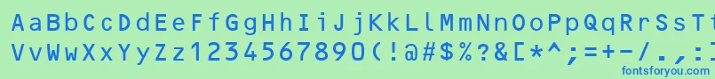 フォントOcrB10Bt – 青い文字は緑の背景です。