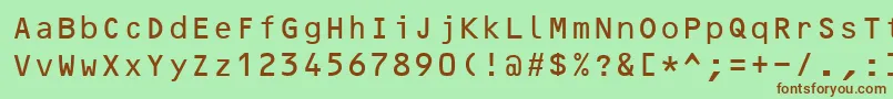 Шрифт OcrB10Bt – коричневые шрифты на зелёном фоне