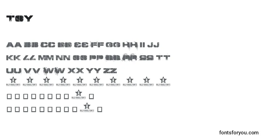 Czcionka Toy – alfabet, cyfry, specjalne znaki