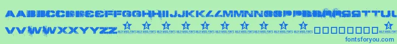 Toy-Schriftart – Blaue Schriften auf grünem Hintergrund