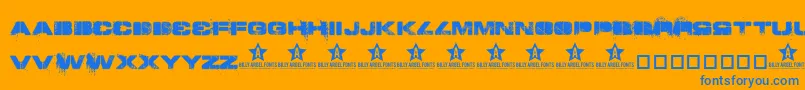 Toy Font – Blue Fonts on Orange Background