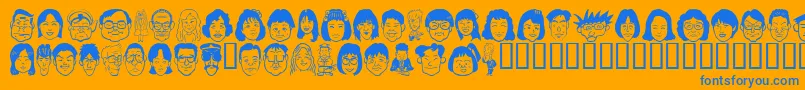 Fonte Sakabe People05 – fontes azuis em um fundo laranja