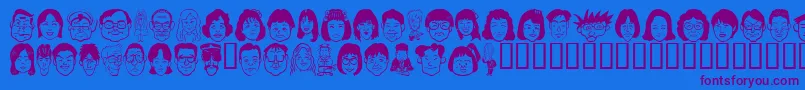 Czcionka Sakabe People05 – fioletowe czcionki na niebieskim tle