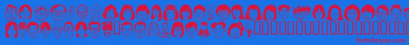 Sakabe People05 Font – Red Fonts on Blue Background