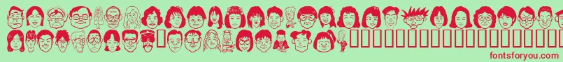 Sakabe People05 Font – Red Fonts on Green Background