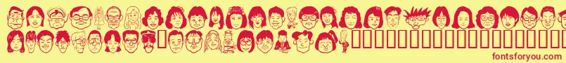 Sakabe People05 Font – Red Fonts on Yellow Background