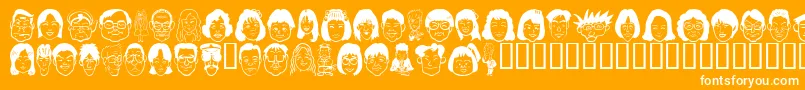 Sakabe People05-Schriftart – Weiße Schriften auf orangefarbenem Hintergrund