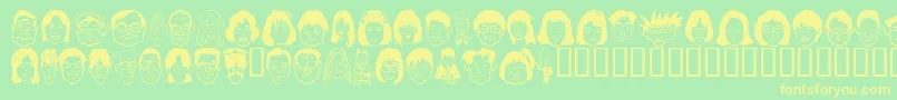 Sakabe People05-Schriftart – Gelbe Schriften auf grünem Hintergrund