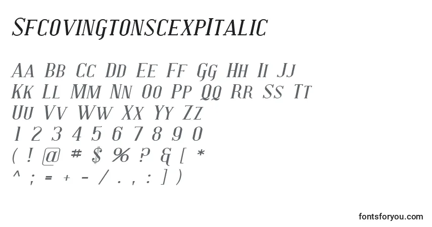 Шрифт SfcovingtonscexpItalic – алфавит, цифры, специальные символы