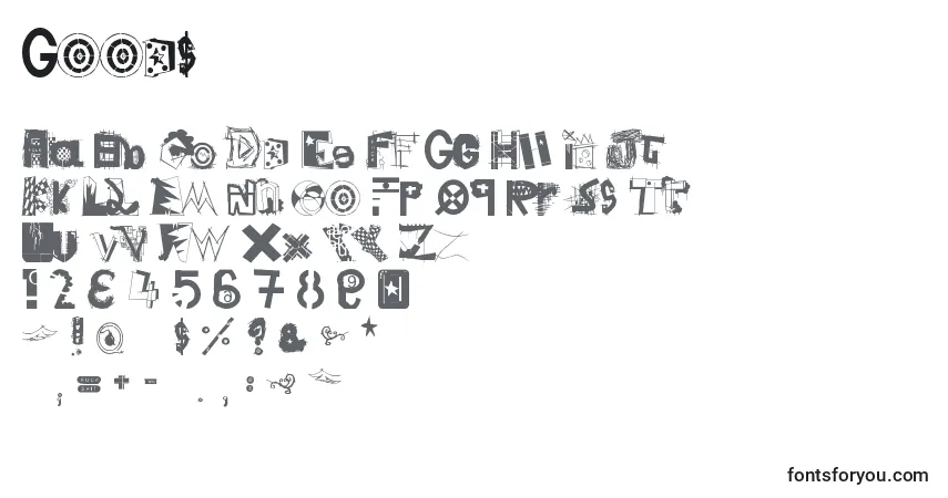 Schriftart Good$ – Alphabet, Zahlen, spezielle Symbole