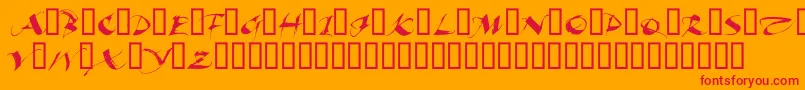 BeautifulInk-Schriftart – Rote Schriften auf orangefarbenem Hintergrund