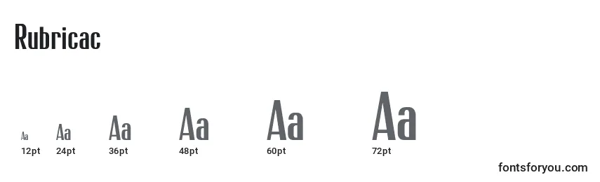 Rubricac Font Sizes