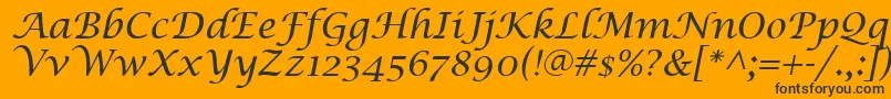 LucidaCalligraphyItalic-Schriftart – Schwarze Schriften auf orangefarbenem Hintergrund
