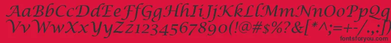 LucidaCalligraphyItalic Font – Black Fonts on Red Background