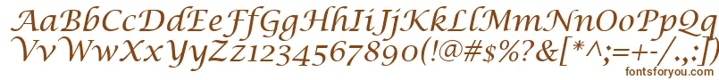 LucidaCalligraphyItalic-fontti – ruskeat fontit valkoisella taustalla