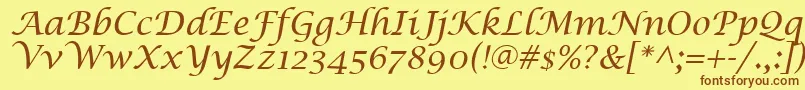 LucidaCalligraphyItalic Font – Brown Fonts on Yellow Background