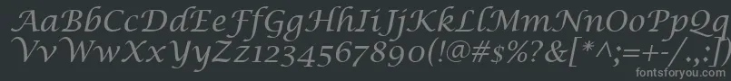 フォントLucidaCalligraphyItalic – 黒い背景に灰色の文字