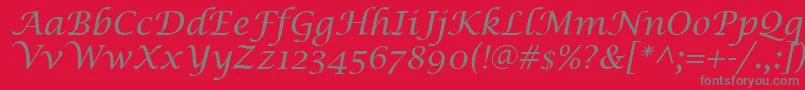 フォントLucidaCalligraphyItalic – 赤い背景に灰色の文字