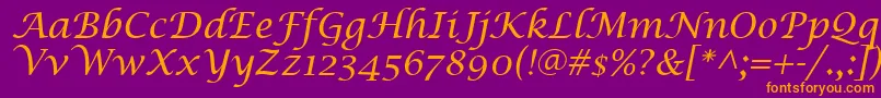 Шрифт LucidaCalligraphyItalic – оранжевые шрифты на фиолетовом фоне