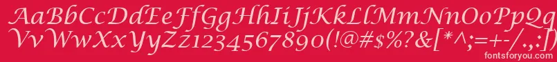 LucidaCalligraphyItalic Font – Pink Fonts on Red Background