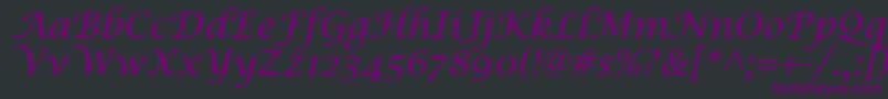 LucidaCalligraphyItalic Font – Purple Fonts on Black Background