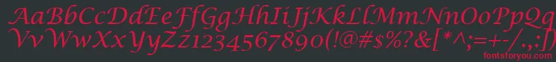 LucidaCalligraphyItalic Font – Red Fonts on Black Background