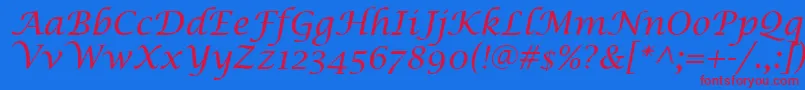 LucidaCalligraphyItalic Font – Red Fonts on Blue Background
