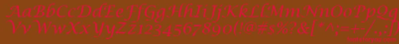 Fonte LucidaCalligraphyItalic – fontes vermelhas em um fundo marrom