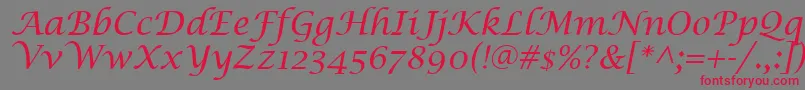 LucidaCalligraphyItalic Font – Red Fonts on Gray Background