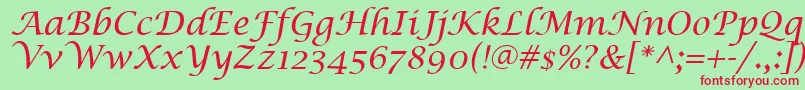 LucidaCalligraphyItalic Font – Red Fonts on Green Background