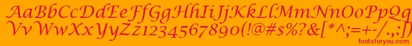 LucidaCalligraphyItalic Font – Red Fonts on Orange Background