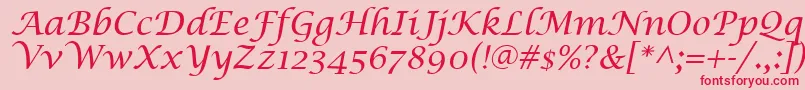 LucidaCalligraphyItalic Font – Red Fonts on Pink Background