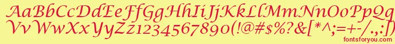 LucidaCalligraphyItalic Font – Red Fonts on Yellow Background