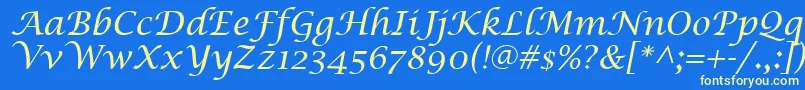 Czcionka LucidaCalligraphyItalic – żółte czcionki na niebieskim tle