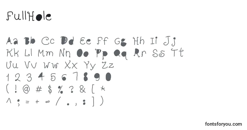 Czcionka FullHole – alfabet, cyfry, specjalne znaki