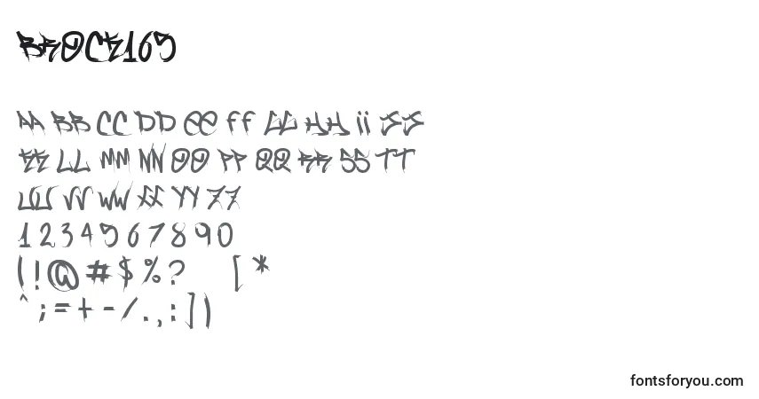 Czcionka Brock165 – alfabet, cyfry, specjalne znaki