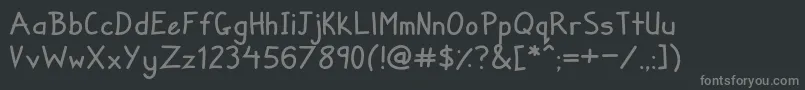 ZueyhandwritingRegular-fontti – harmaat kirjasimet mustalla taustalla